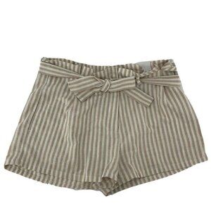 Love Tree Striped Paper Bag Shorts Medium
